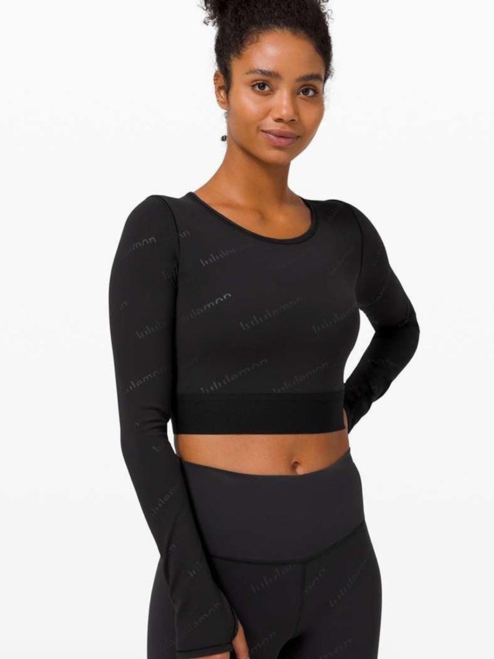 lululemon Black Long-Sleeve Crop Tee